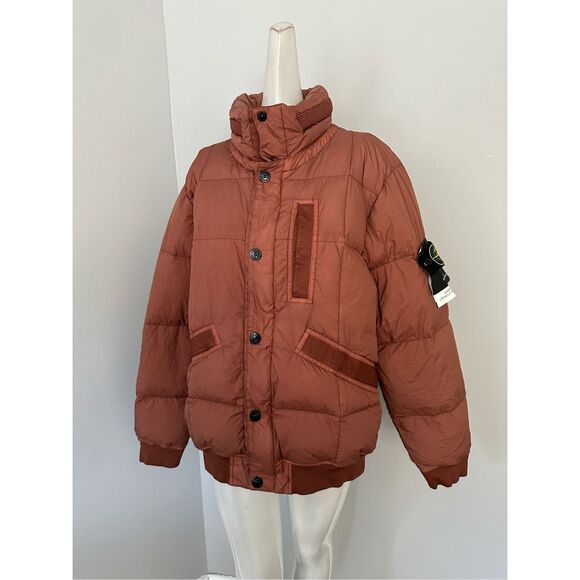 NWT Stone Island Mens Down Packable Hood Compass Badge Puffer Jacket Rust Large - Picture 8 of 10
